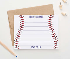 ks207 Boys Baseball Camp Stationary Personalized lined hello from