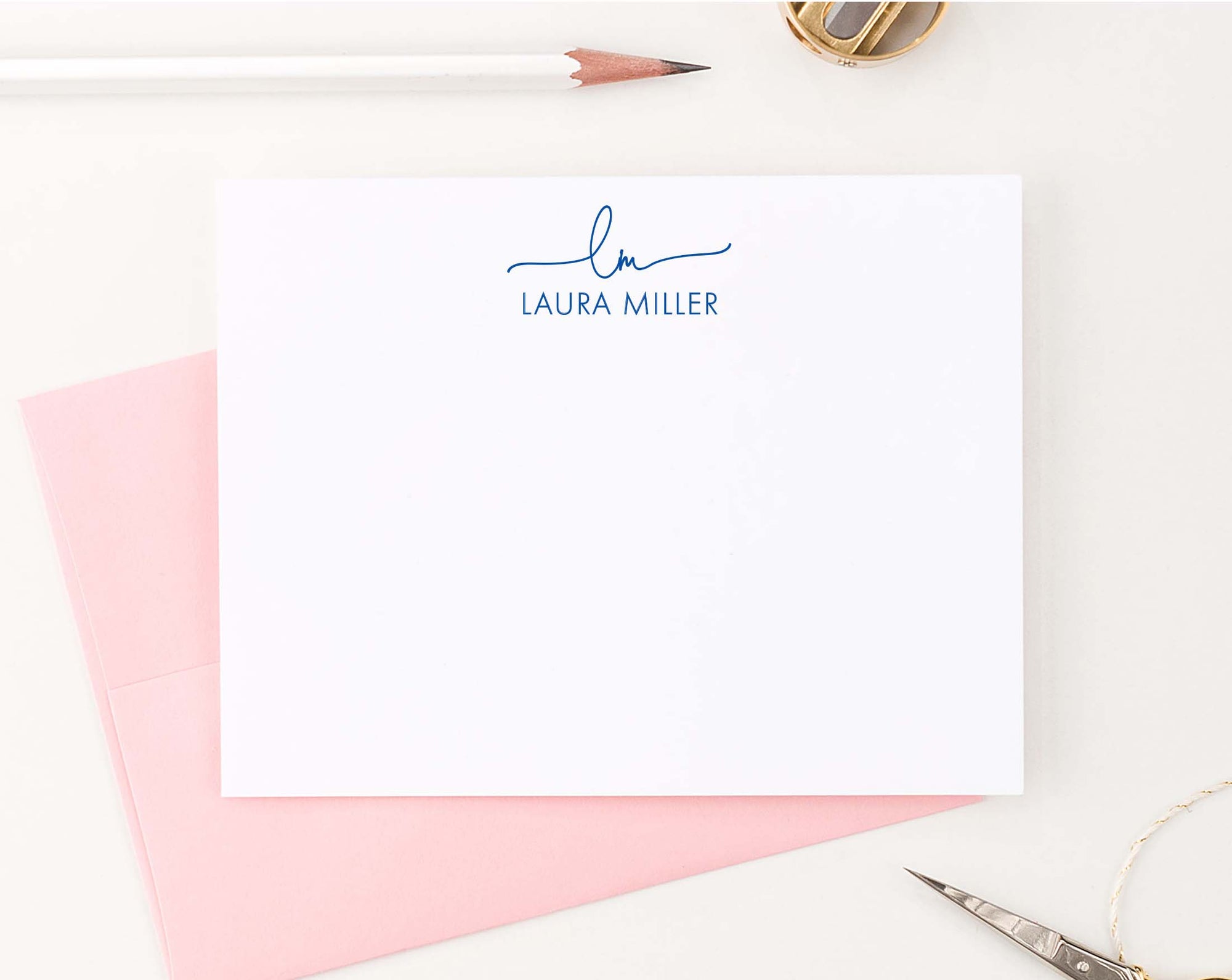 ms054 2 initial and name personalized monogramed stationery for women simple elegant