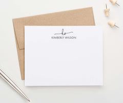 ms054 2 initial and name personalized monogramed stationery for women simple elegant