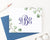 ms062 Personalized 3 Letter Monogram Folded Stationery with Eucalyptus Leaves greenery elegant b