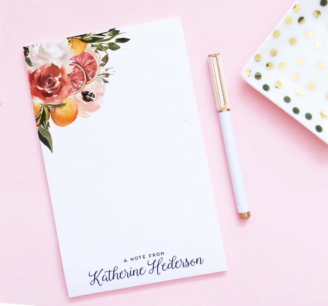 np228 citrus personalized grapefruit notepad set floral fruit a note from
