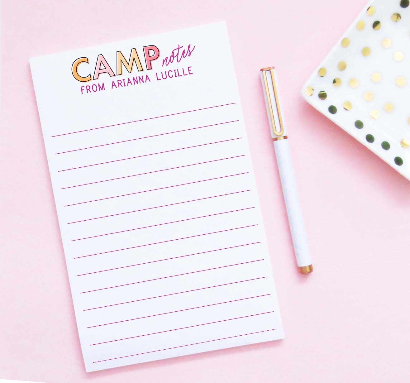 np246 cute camp notes personalized lined notepad for girls