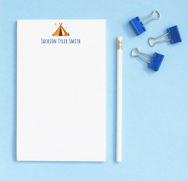 Teepee Tent Notepad Personalized For Boy - Modern Pink Paper