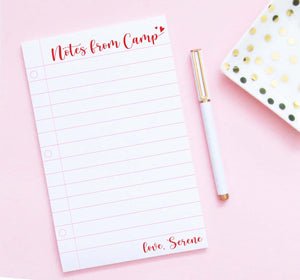 np253 chic notes from camp lined writing paper for girls simple hearts