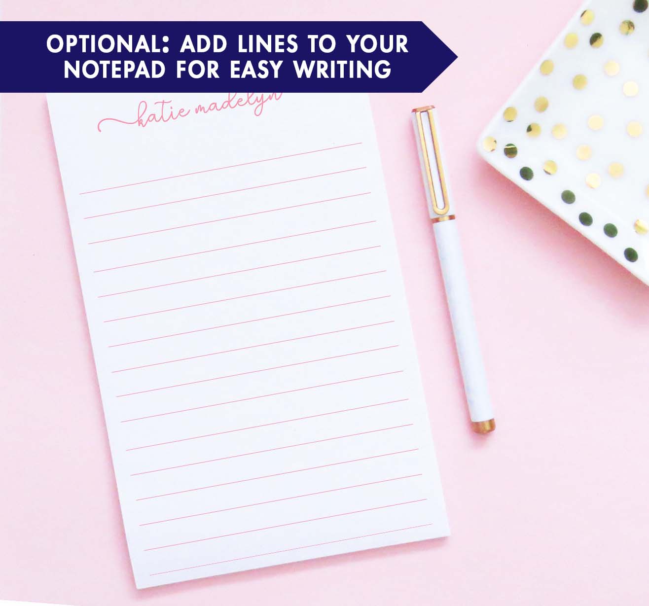 np259 cute  heart and script font notepad for girls personalized  elegant chic