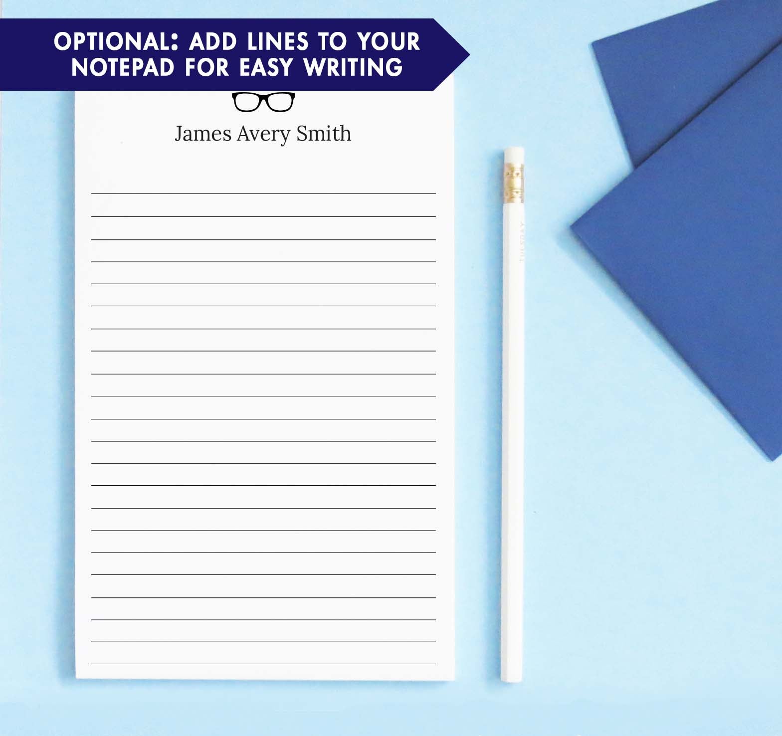 np263 personalized notepad for men with glasses opthalmologist lens cute classic professional