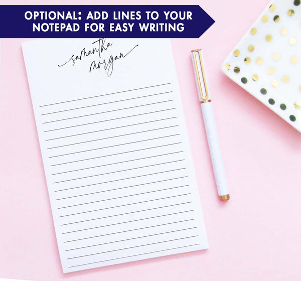 Classic Script Font Notepad Personalized - Modern Pink Paper