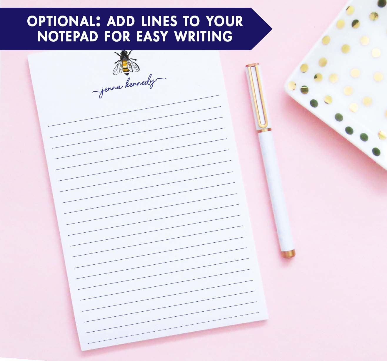 np265 bumble bee notepad personalized with script font insect bees cute