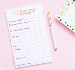 np274 Personalized Fill In the Blank Camp Notepads for Girls a note hello from