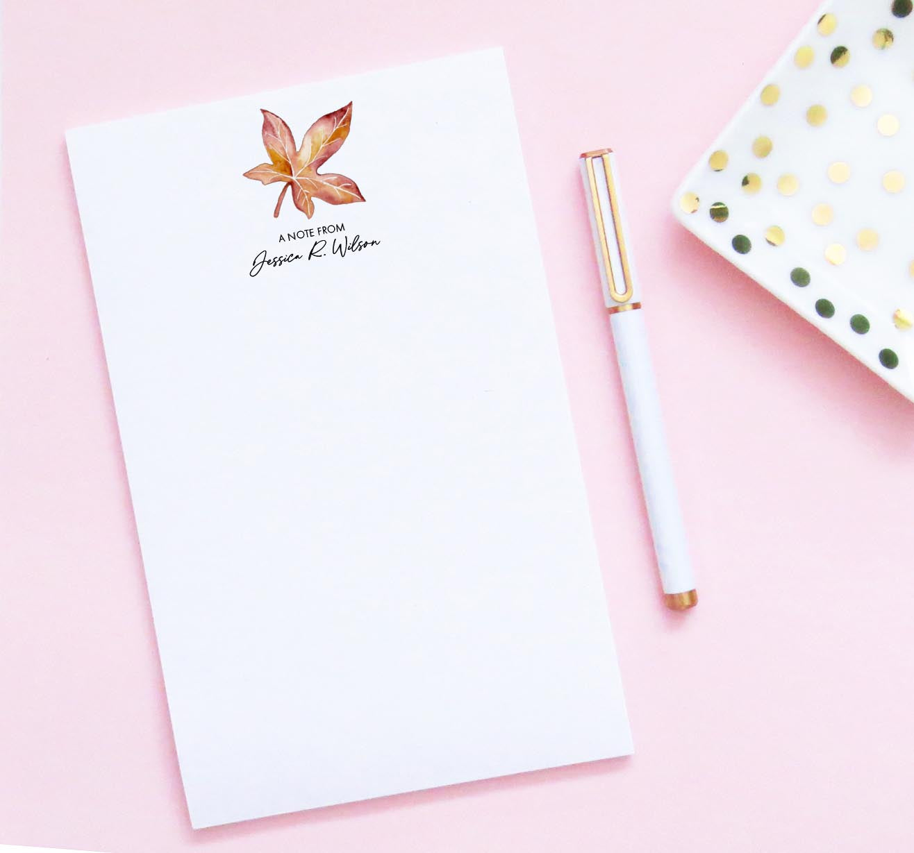 np279 personalized maple leaf notepads a note from fall autumn brown