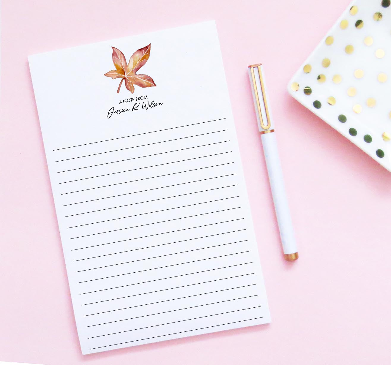 np279 personalized maple leaf notepads a note from fall autumn brown