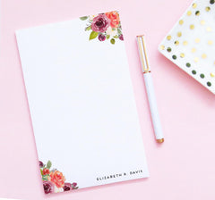    np282 personalized fall floral note paper for women burgundy flower flowers