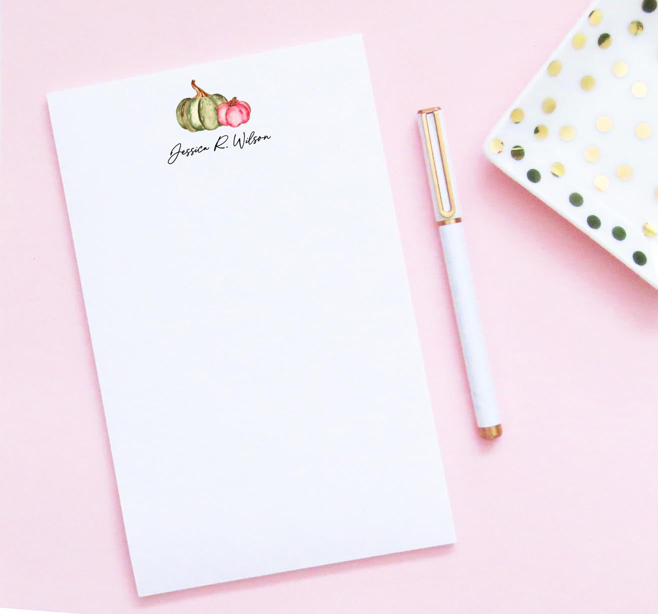 np287 pink and green pumpkin personalized note paper womeni harvest pumpkins fall autumn