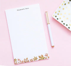 np289 fall leaves personalized note pad with block font maple leaf autumn