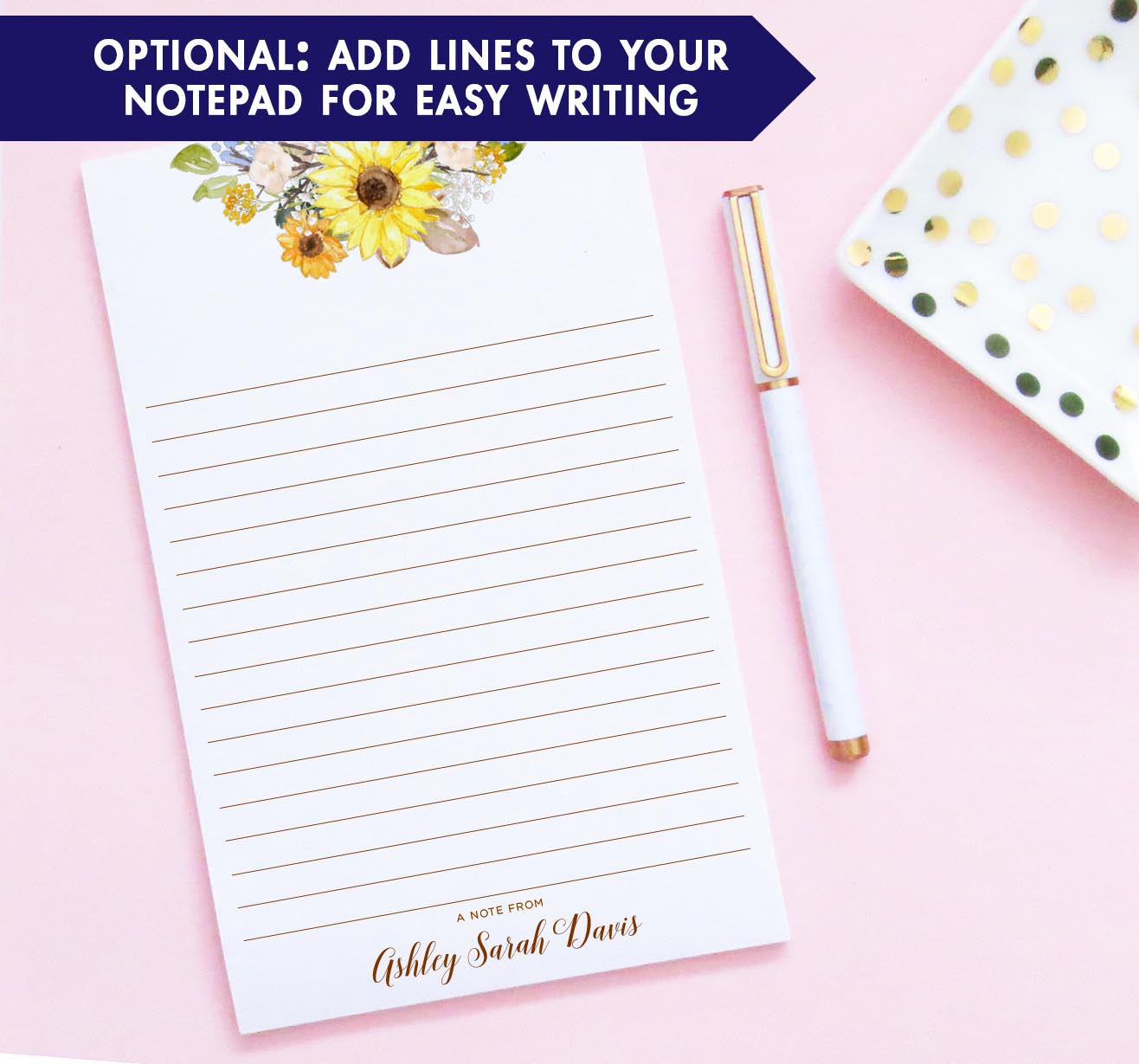 np292 fall floral a note from personalized-notepad with sunflowers flowers floral autumn