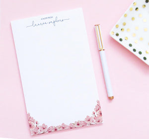 np293 Personalized Cherry Blossom Notepad for Women florals flower elegant