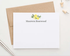 ps145 simple citrus lemons personalized note cards with block font lemon elegant women 1st photo