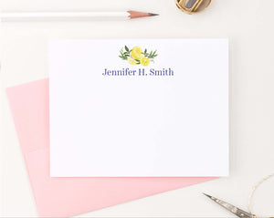 ps145 simple citrus lemons personalized note cards with block font lemon elegant women