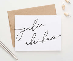 ps156 Elegant script Font Folded Note Cards for Women simple classic