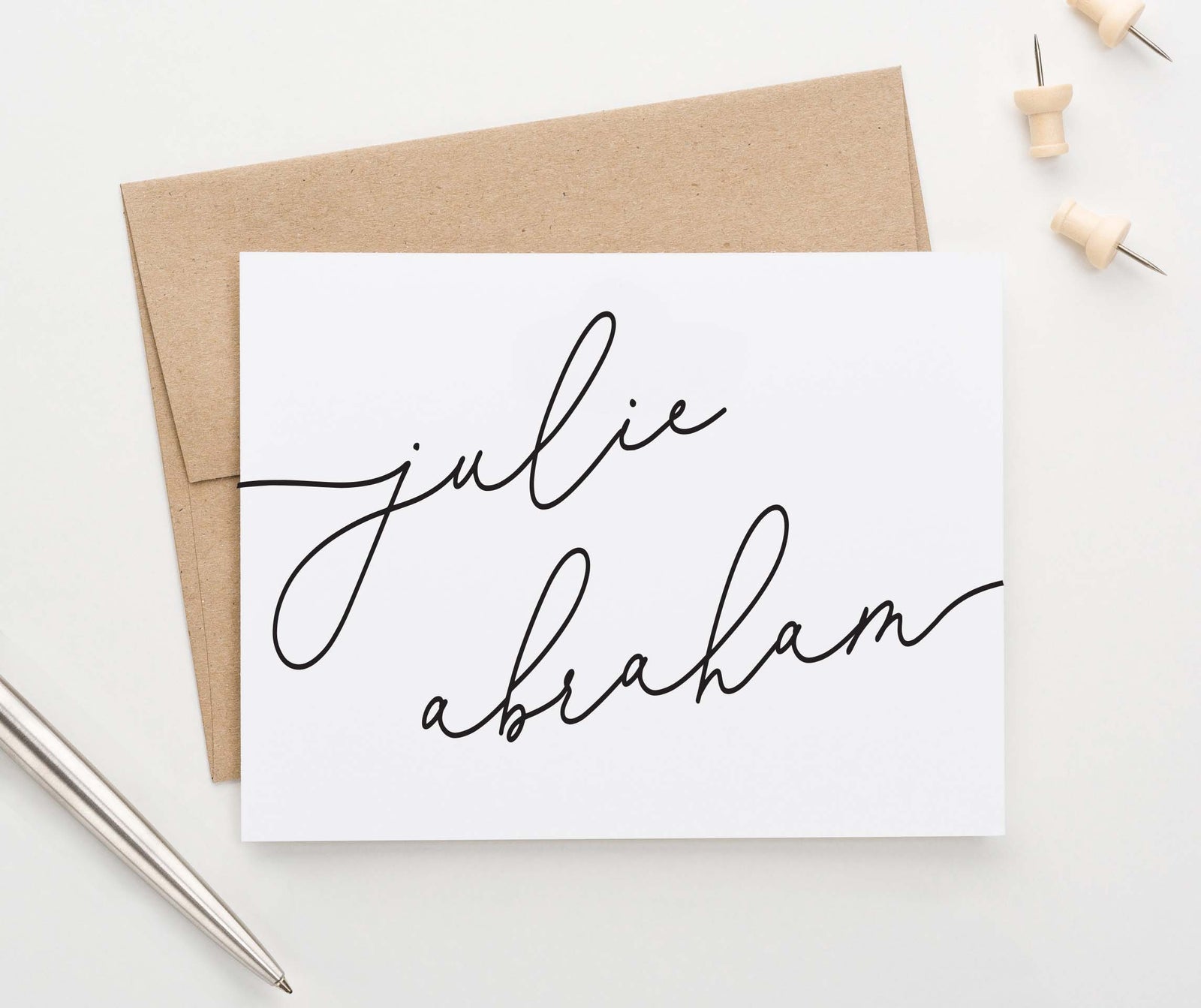 ps156 Elegant script Font Folded Note Cards for Women simple classic