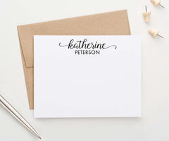 ps158 cute script and block font personalized note cards for adults elegant