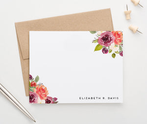 ps165 simple fall floral corner stationery personalizatized modern for women flowers