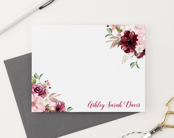 Floral Fall Stationery Personalized for Women - Modern Pink Paper