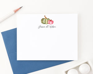 ps170 cute green and pink pimpkin fall note cards personalized harvest autumn women script b