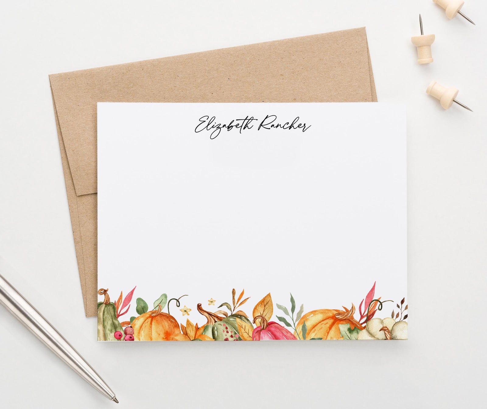 ps171 personalized fall pumpkin note cards for women harvest autumn pumpkins