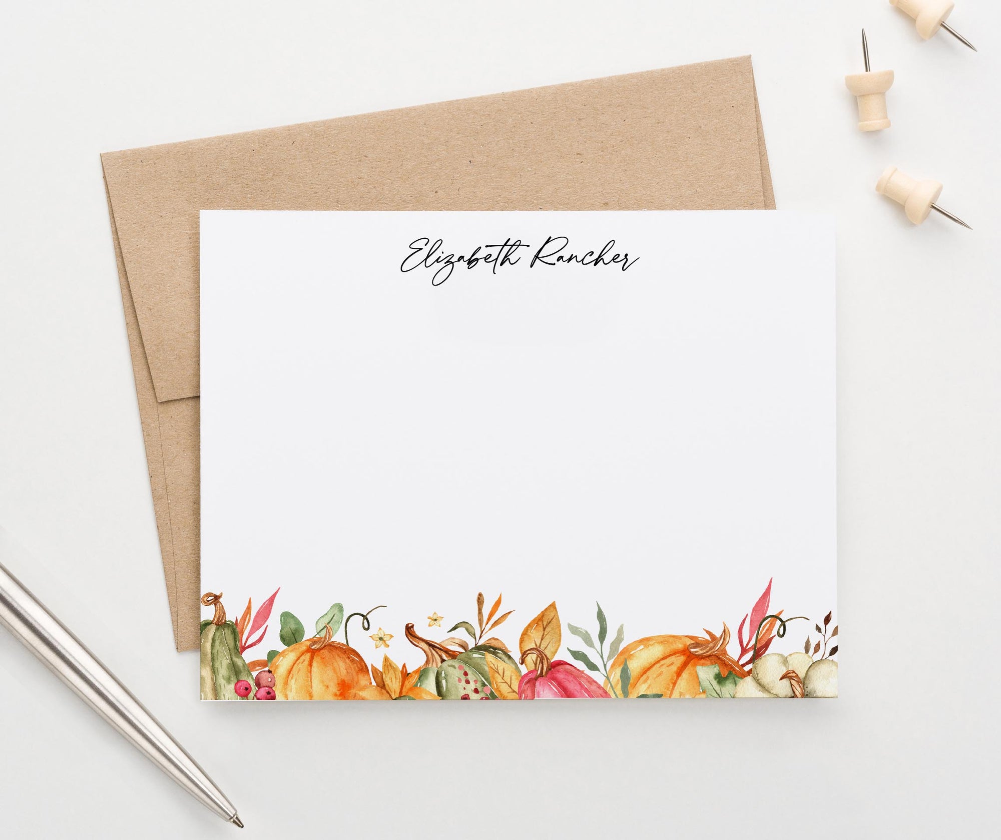 ps171 personalized fall pumpkin note cards for women harvest autumn pumpkins