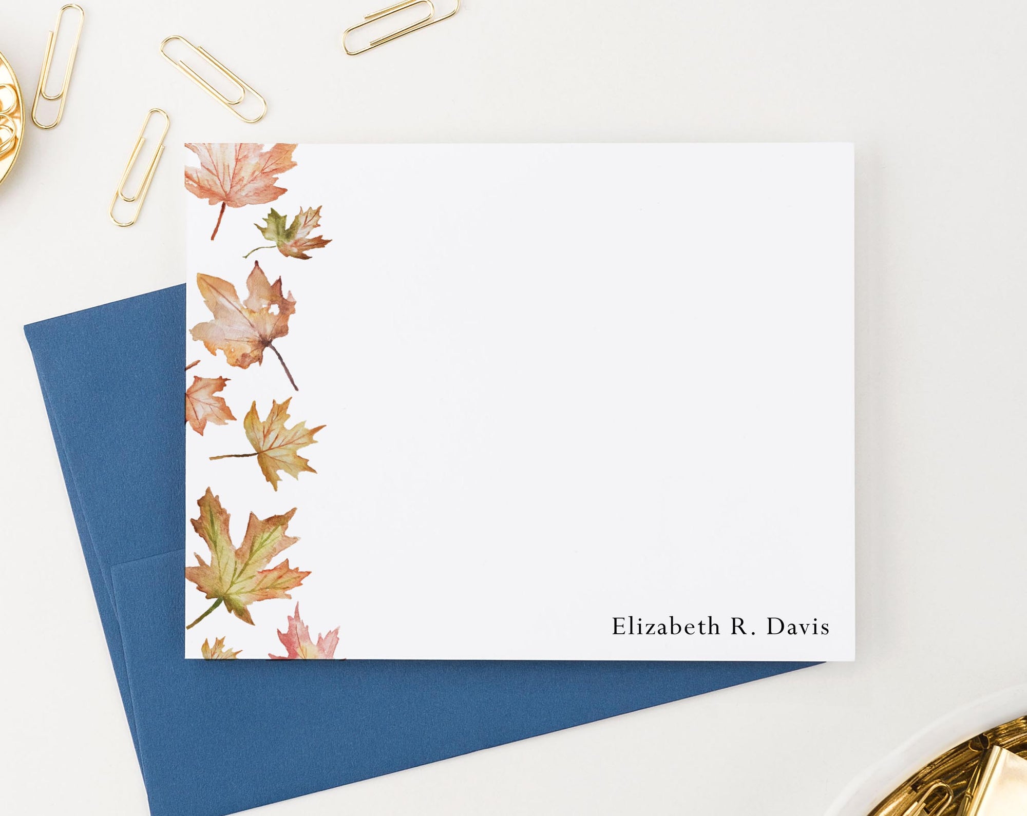 ps172 fall leaves Personalized stationery with envelopes maple leaf autumn
