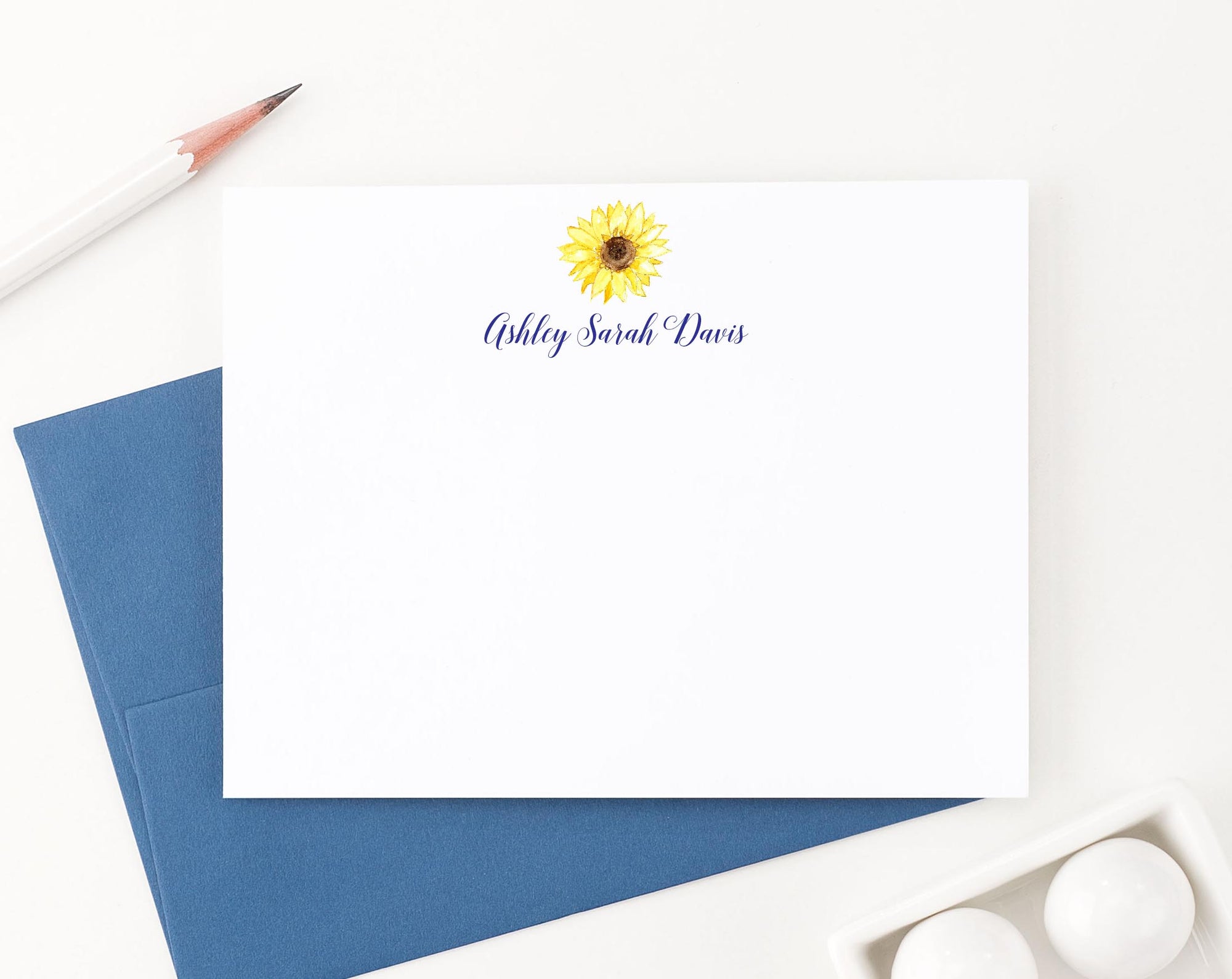 ps174 Simple Sunflower Personalized Stationary for Fall autumn flower floral