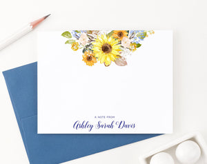 ps175 a note from stationery with sunflower florals personalized folded flowers floral women script autumn b